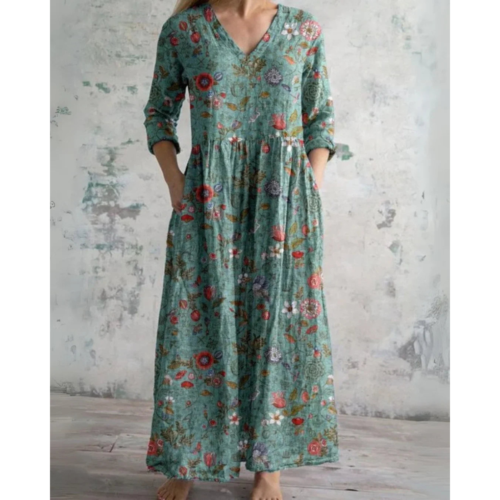 Eleanor | Sukienka maxi w kwiaty w stylu vintage - widok 4