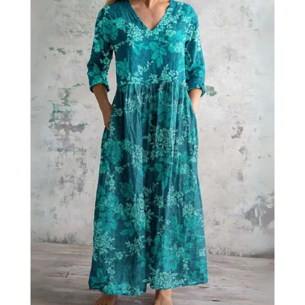 Eleanor | Sukienka maxi w kwiaty w stylu vintage - widok 7