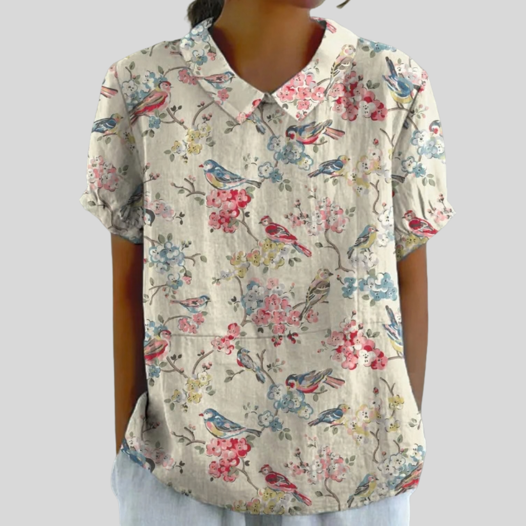 Top w kwiaty, elegancki komfort S | Iwona Warszawa