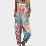 Ogrodniczki boho patchwork, pastelowe