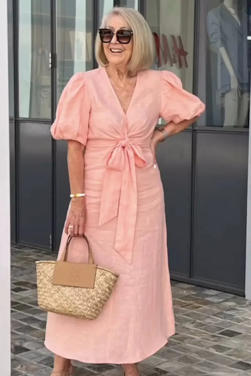 Lynora | Elegancka sukienka midi z dekoltem V | Iwona Warszawa