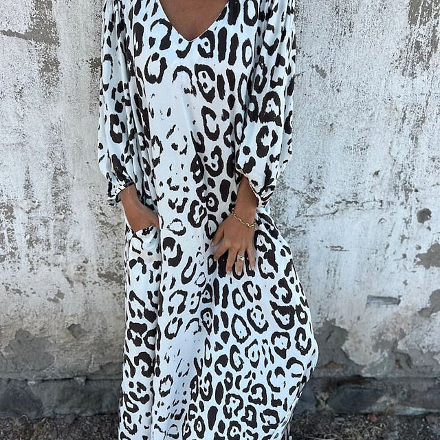 Patrycja - Sukienka maxi w panterkę - widok 4